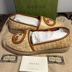 Gucci Adela GG Raffia Espadrille size 38.5